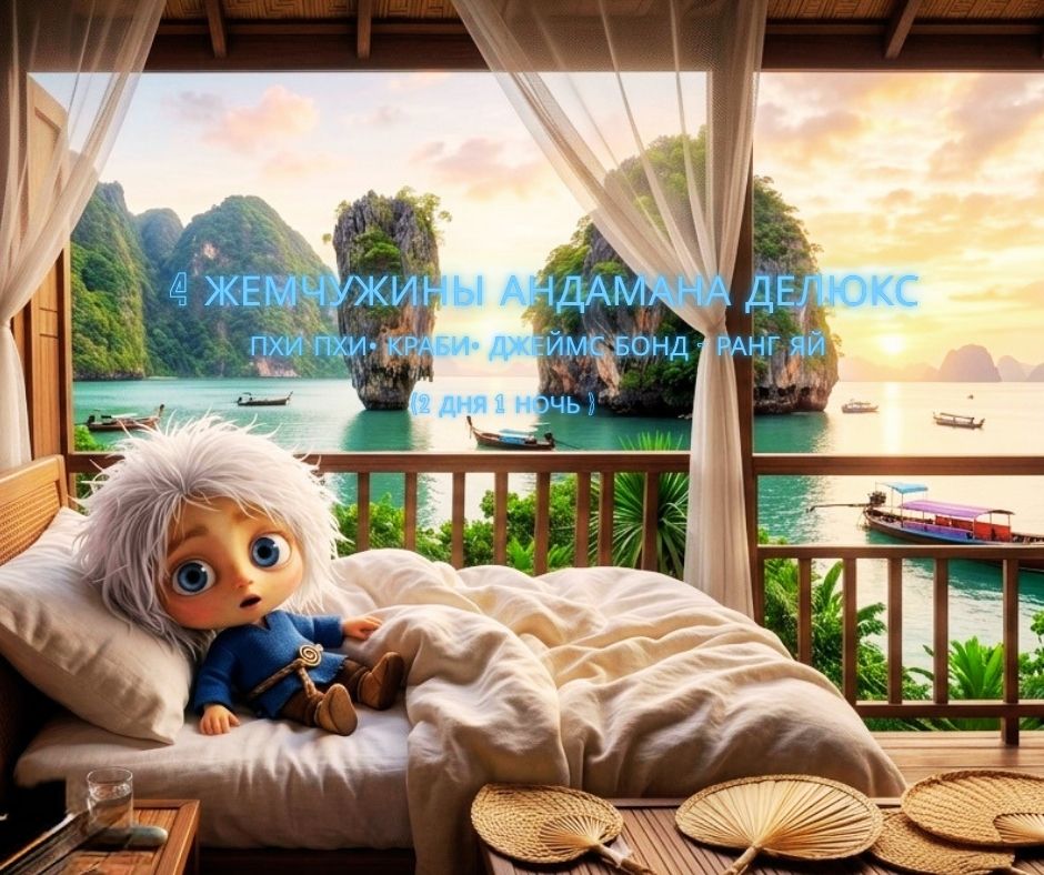 ПХУКЕТ :  4  ЖЕМЧУЖИНЫ  АНДАМАНА ДЕЛЮКС  ( ПХИ ПХИ• КРАБИ• ДЖЕЙМС  БОНД - РАНГ ЯЙ )  (2 ДНЯ 1 НОЧЬ )